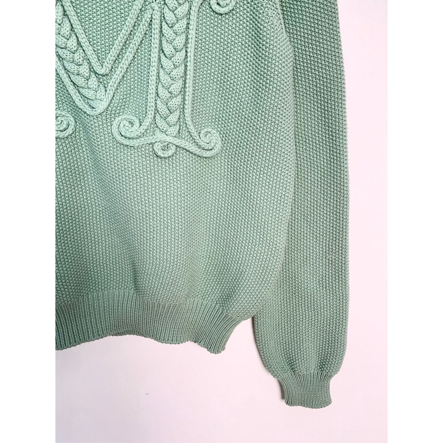 MaxMara Light Green Knit Sweater With Embroidered "M" Logo Size S Cotton/Polyamide Blend