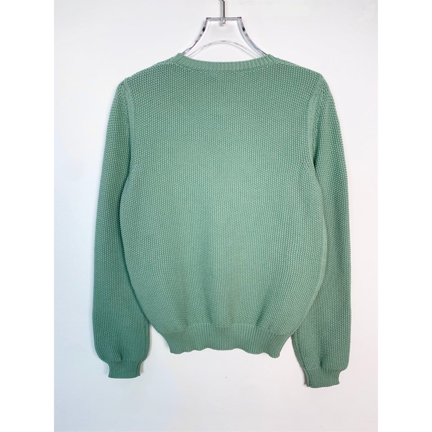 MaxMara Light Green Knit Sweater With Embroidered "M" Logo Size S Cotton/Polyamide Blend