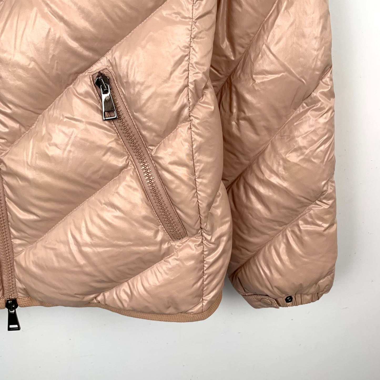 Moncler Pink Logo-Patch Zip-Up Down Jacket (Size 2)