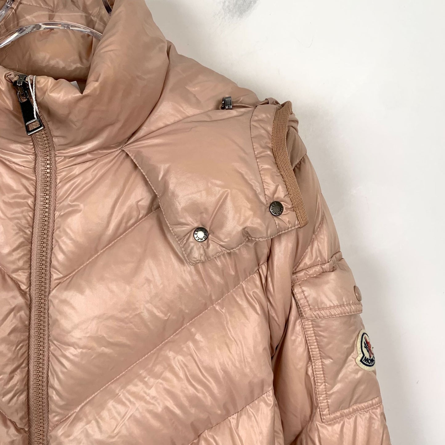 Moncler Pink Logo-Patch Zip-Up Down Jacket (Size 2)