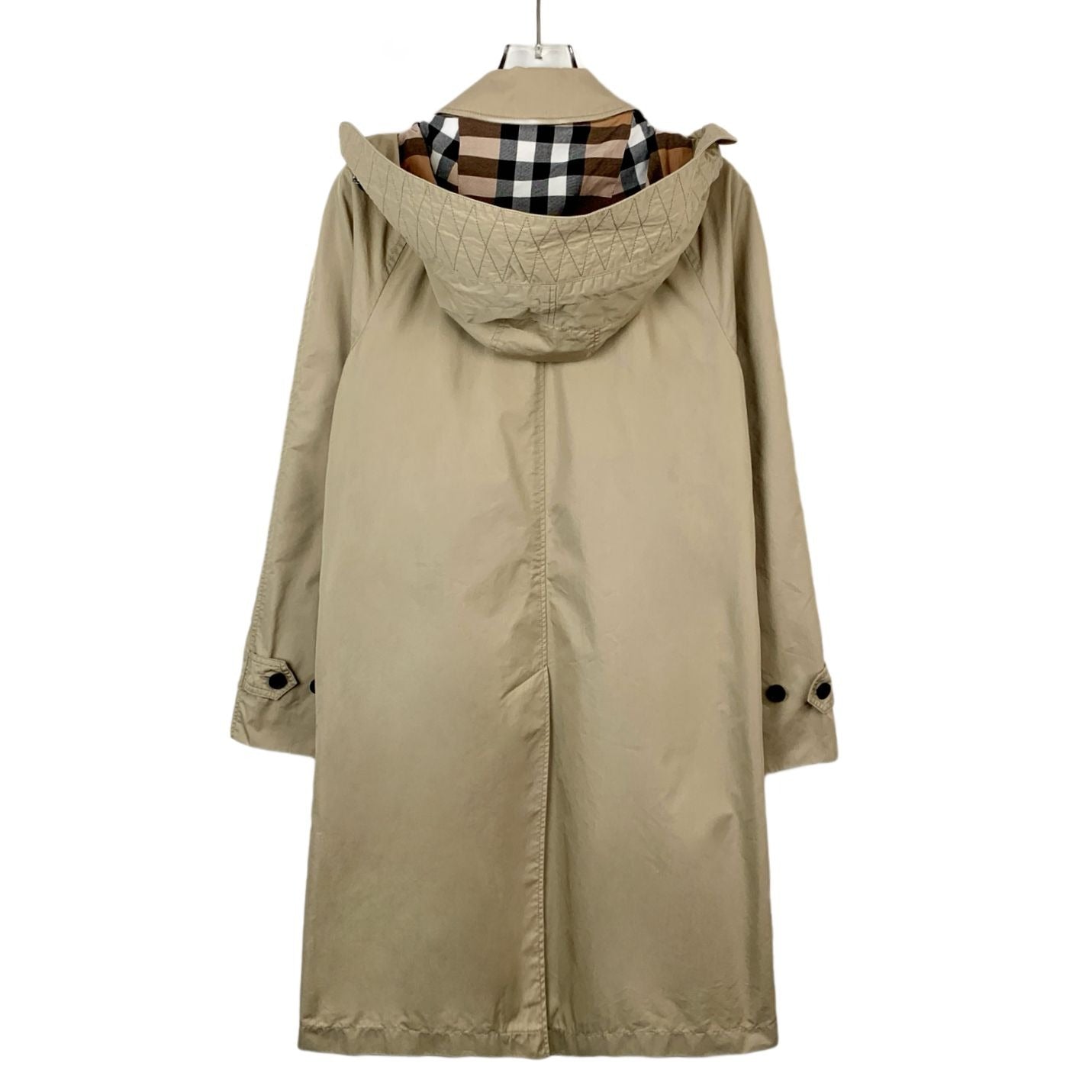 Burberry Womens Cotton Hooded Trench Coat With Pockets & Button Detail Size XS Beige