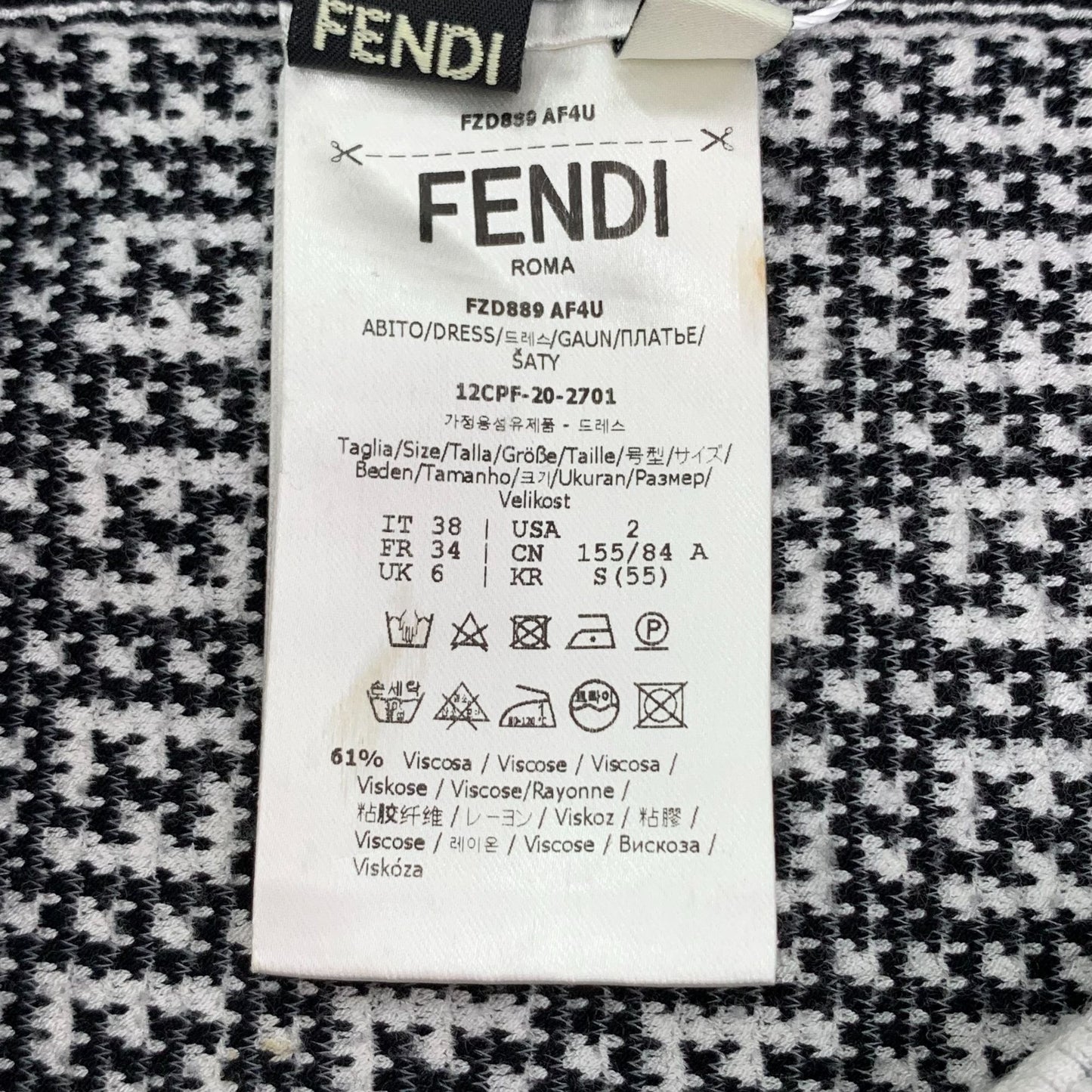 Fendi Gray Logo Monogram Full-Print Crewneck Short-Sleeve Dress (Size XS)