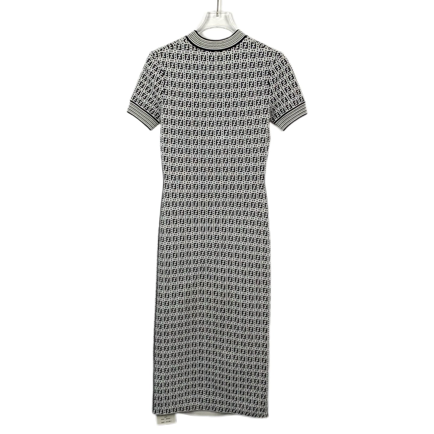 Fendi Gray Logo Monogram Full-Print Crewneck Short-Sleeve Dress (Size XS)