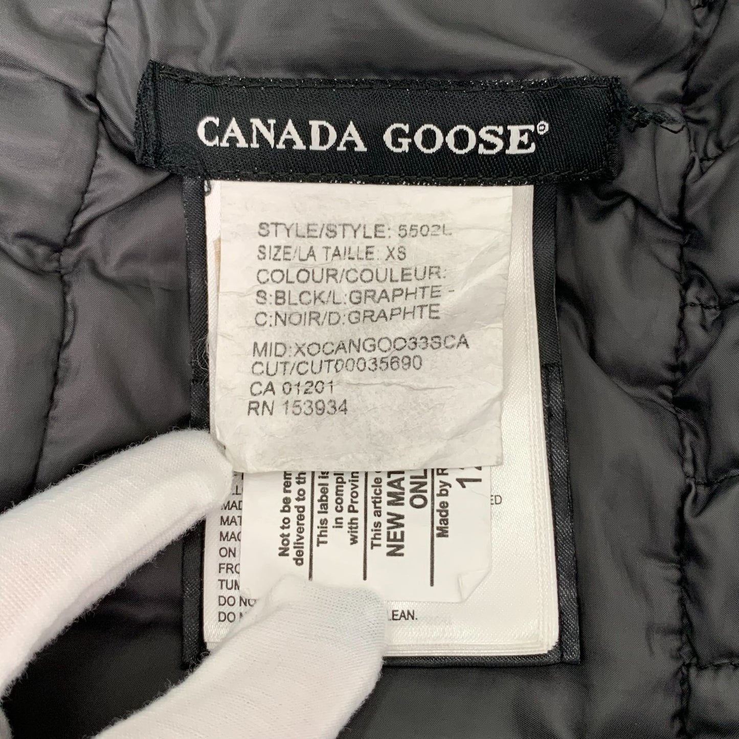 Canada Goose Womens Arctic Program Black Puffer Jacket XS 90% Down Hooded Full Zip