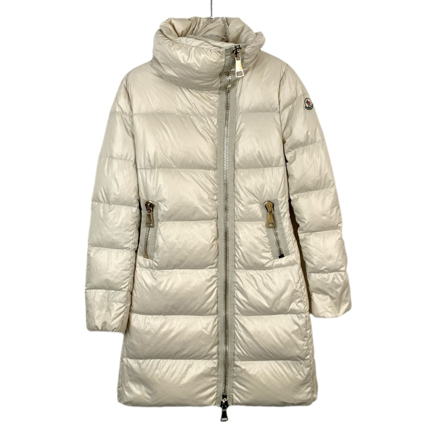 Moncler Womens Beige Down Puffer Coat Joinville Series XS Nylon & Polyamide High Neck Zipper Closure New With Tags