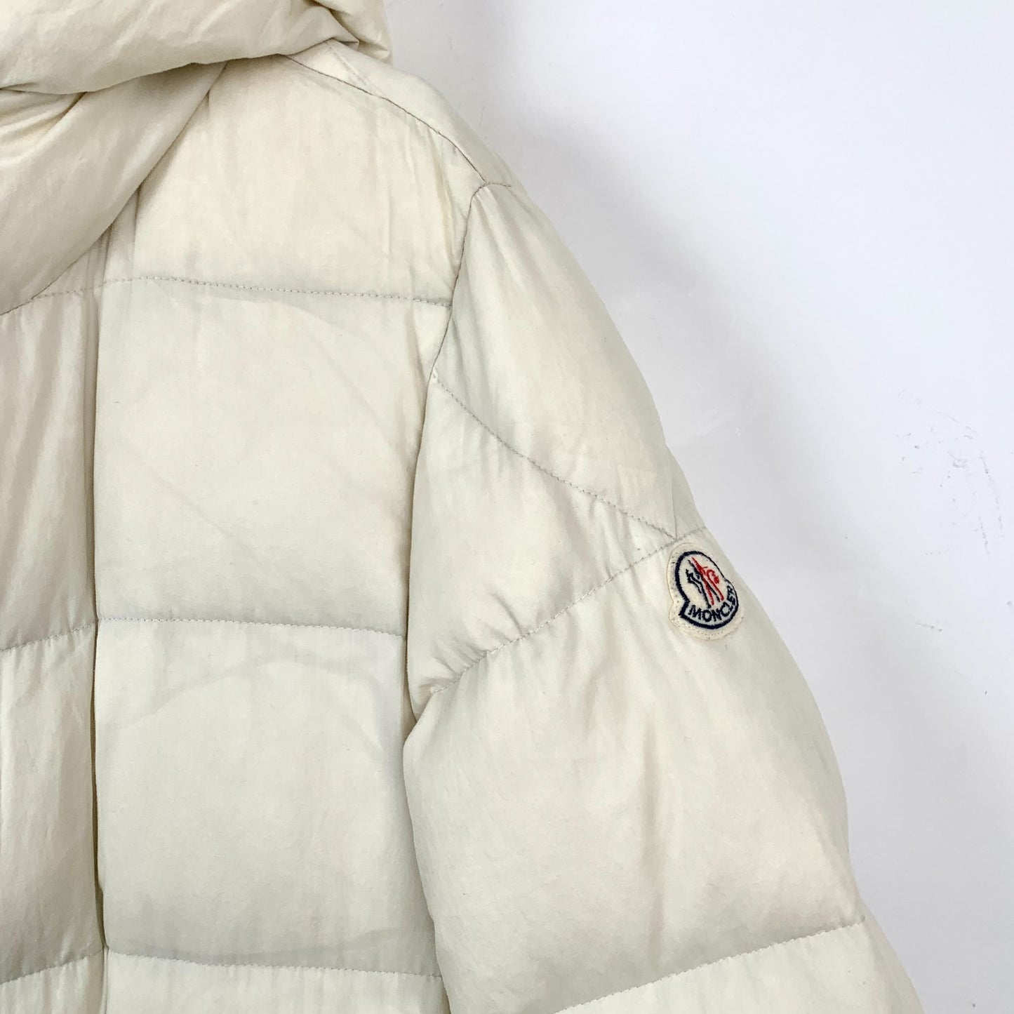 Moncler Montclar Series Off-White Logo Patch Hooded Down Jacket (Size 2/M)