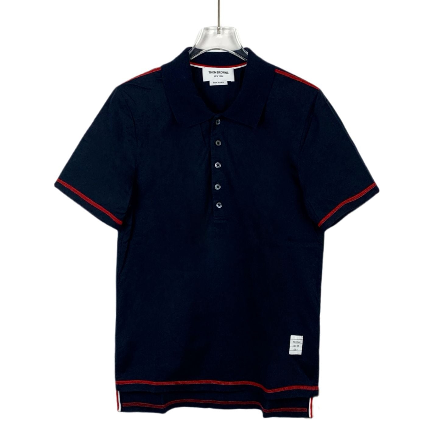 Thom Browne Mens Polo Shirt Size 0 XS Cotton Navy With Givenchy Sleeve Details