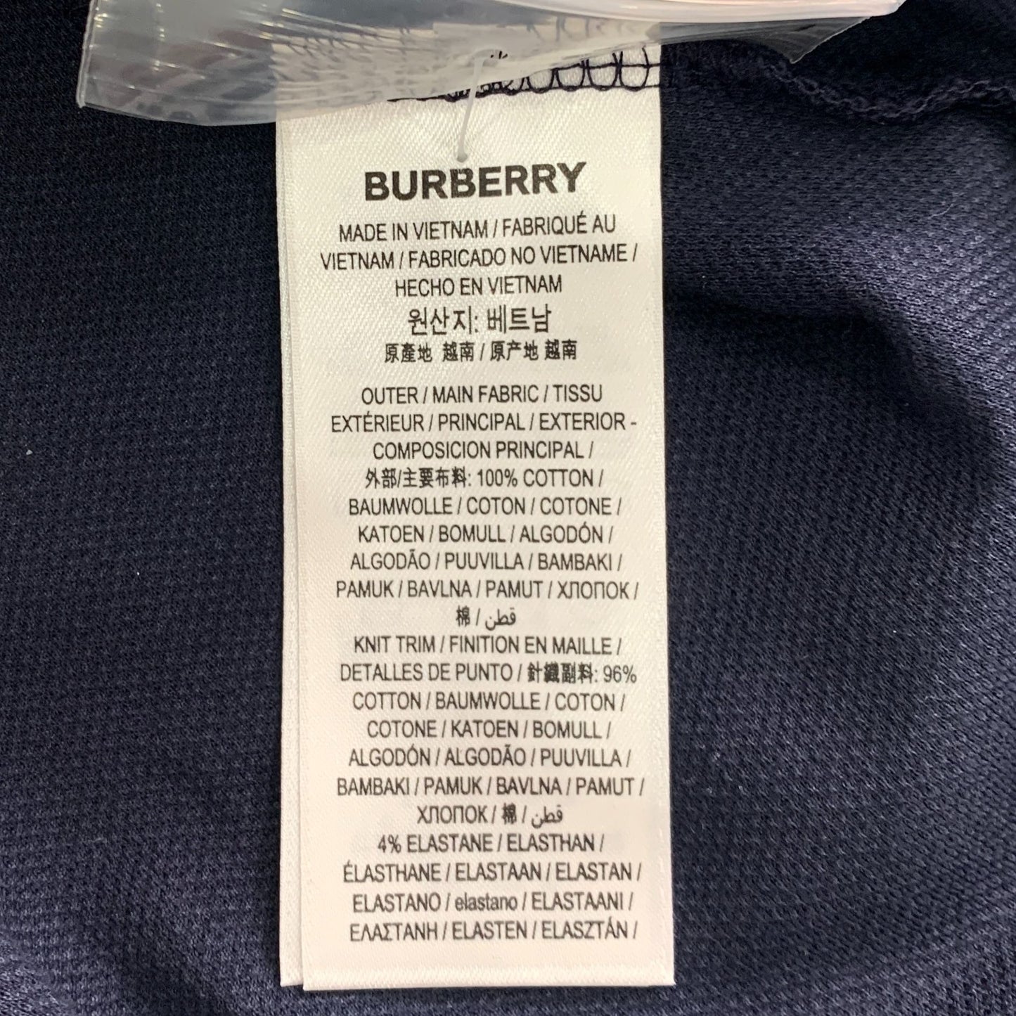 Burberry Mens Navy Cotton Polo Shirt Large