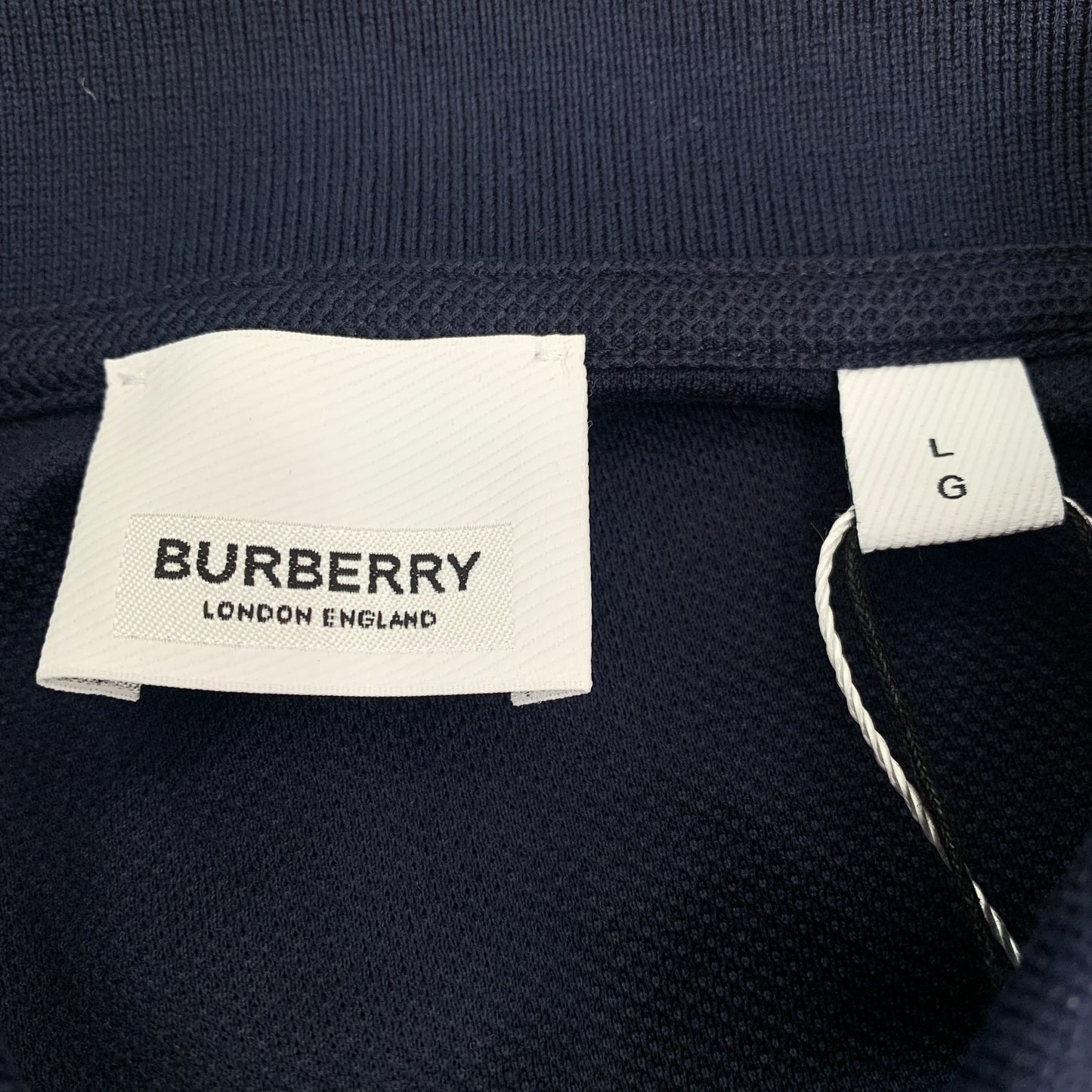 Burberry Mens Navy Cotton Polo Shirt Large