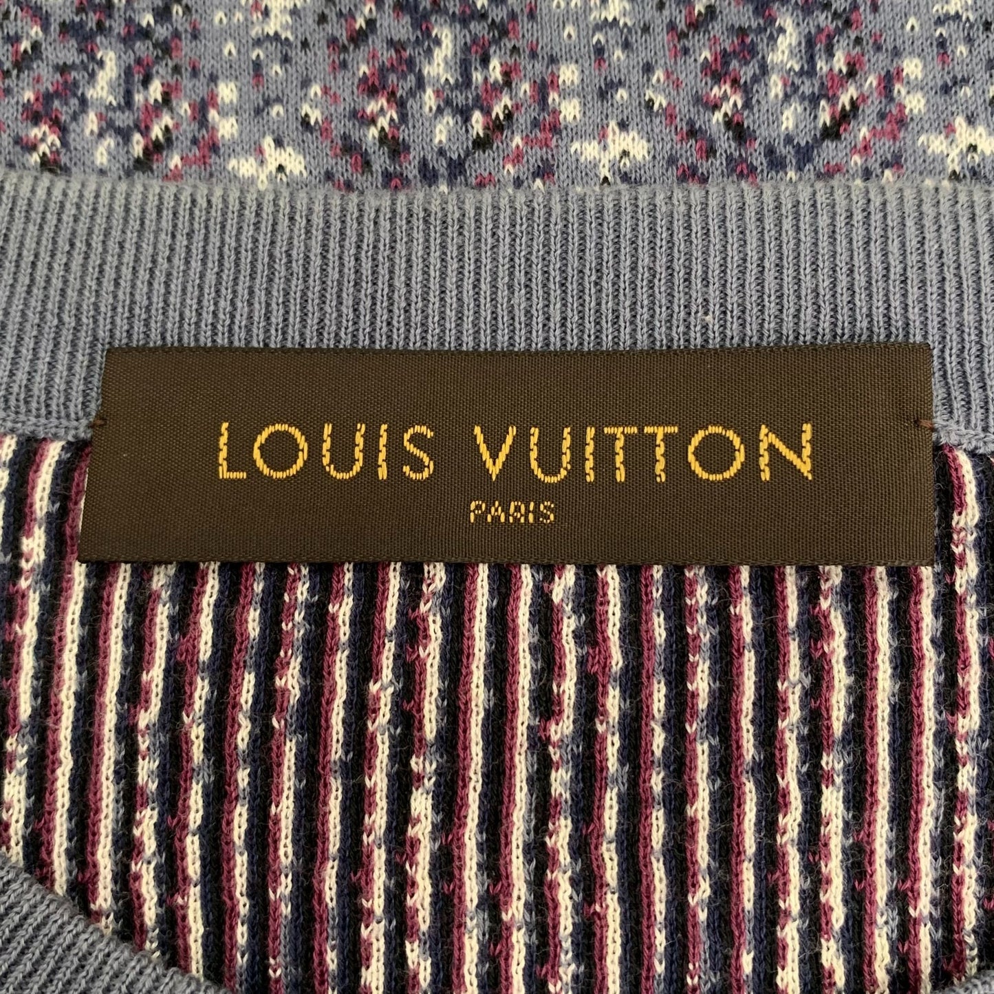 Louis Vuitton Purple Logo Patch Cotton Knit Sweater (Size S)