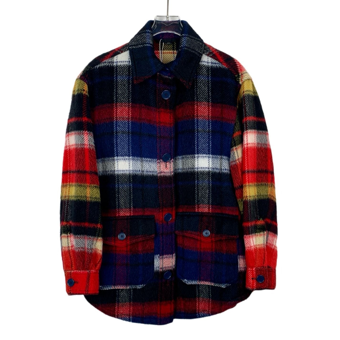 Burberry Color-Block Checkered Single-Breasted Shirt Jacket (Size S)