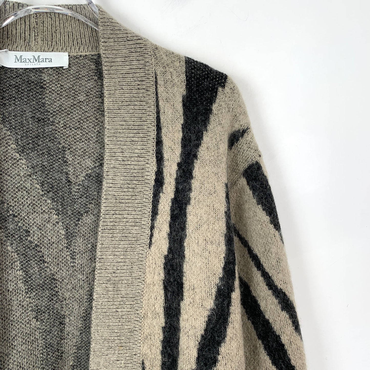 Maxmara Colorblock Zebra Pattern Mohair Knit Cardigan (Size XS)