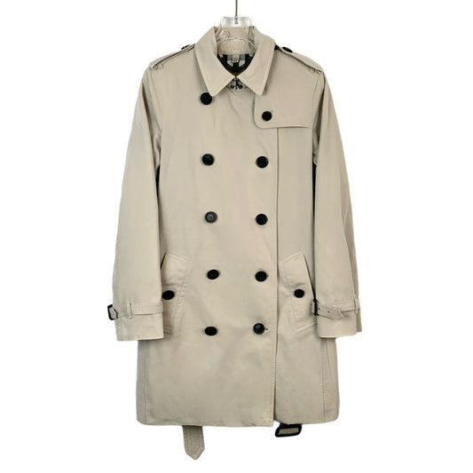 Burberry Kensington Medium Khaki Cotton Trench Coat Double Breasted With Belt & Epaulets