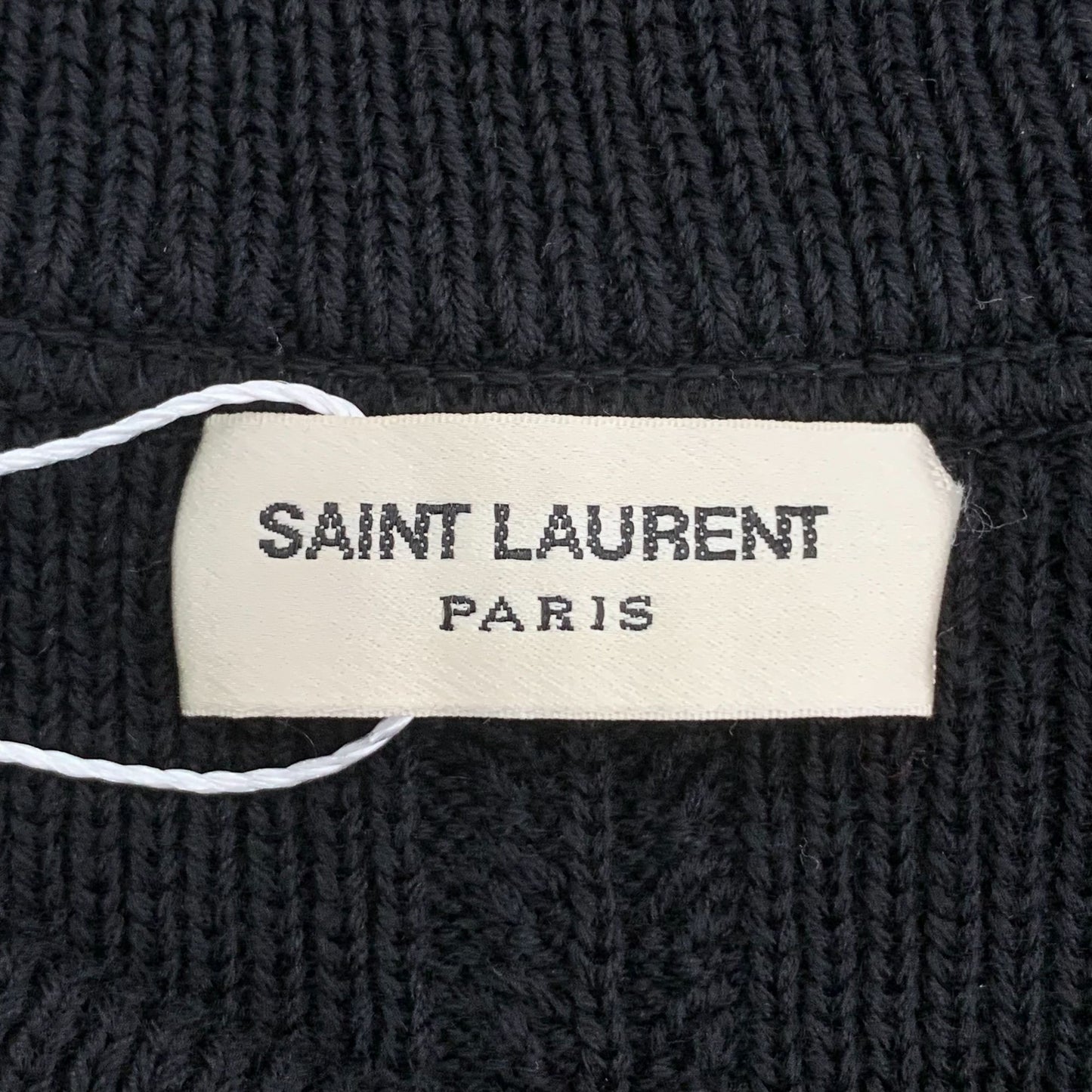 Saint Laurent Black Logo Patch Cotton Knit Sweater (Size S)