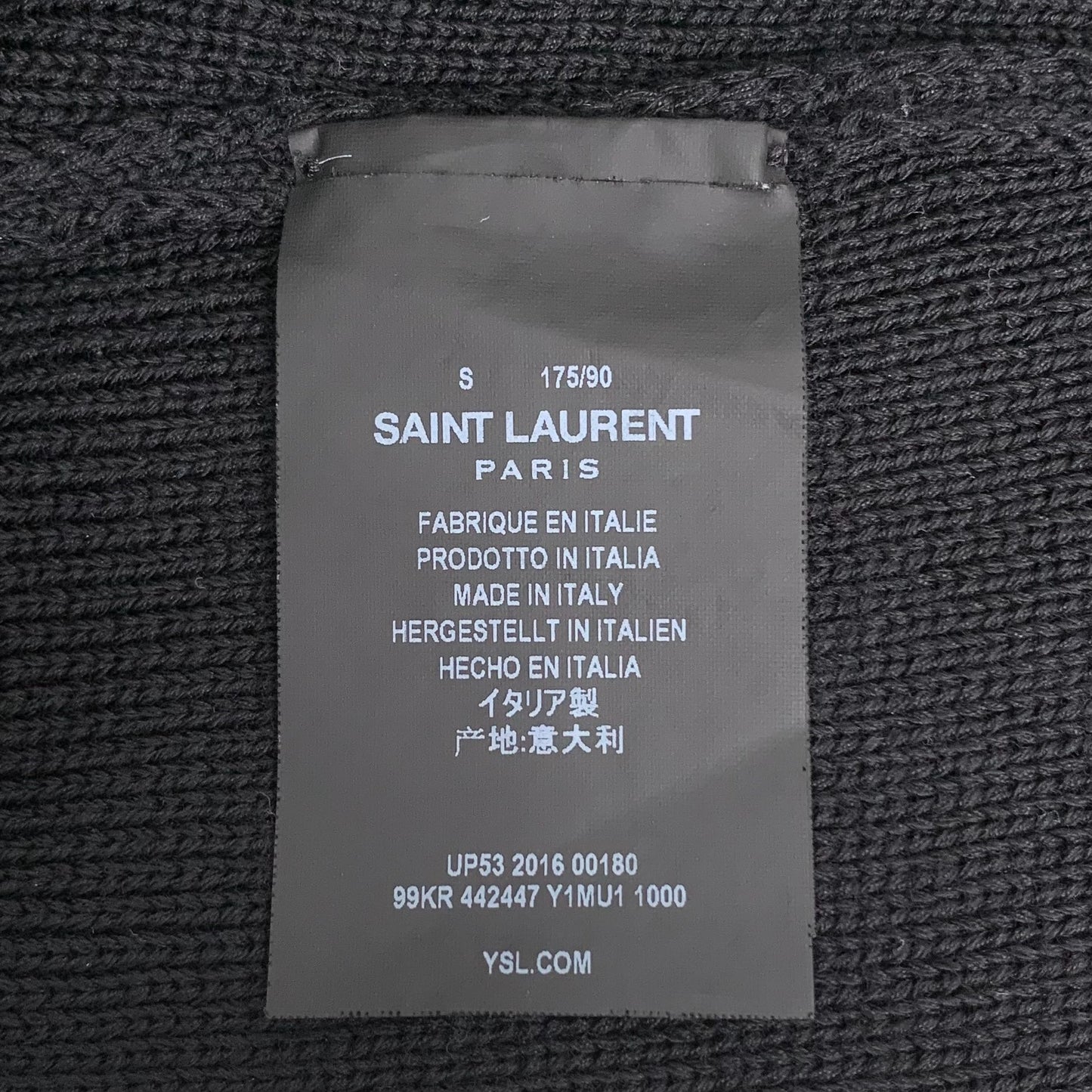 Saint Laurent Black Logo Patch Cotton Knit Sweater (Size S)