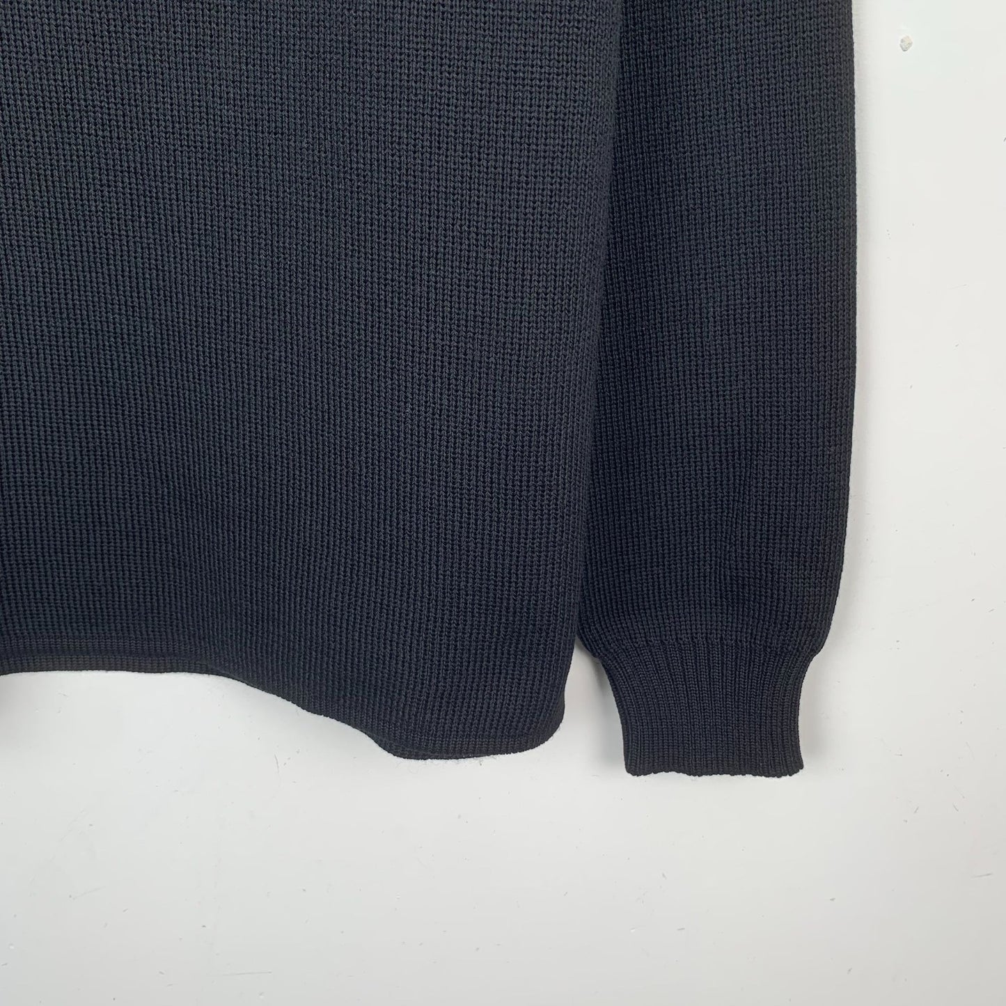 Saint Laurent Black Logo Patch Cotton Knit Sweater (Size S)