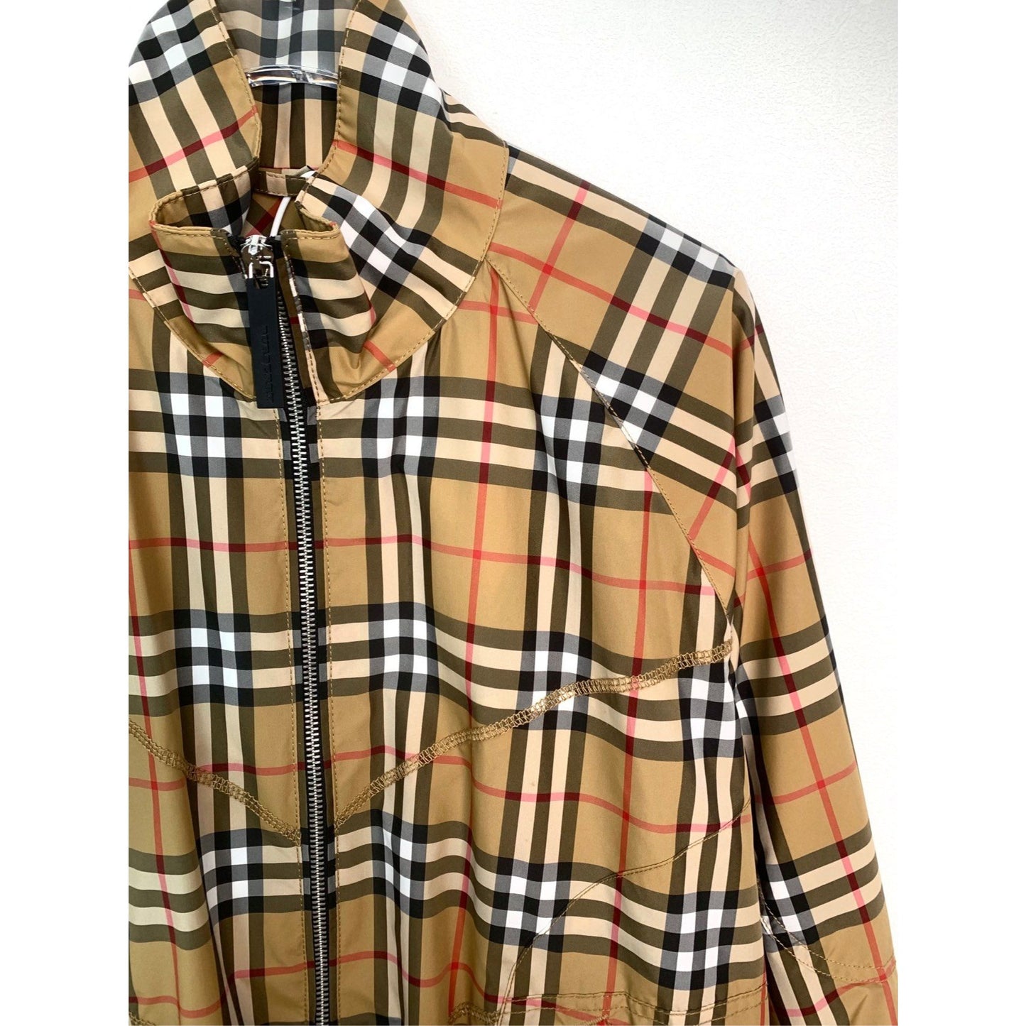 Burberry Classic Plaid Stand-Up Collar Zipper Jacket Brown Size S