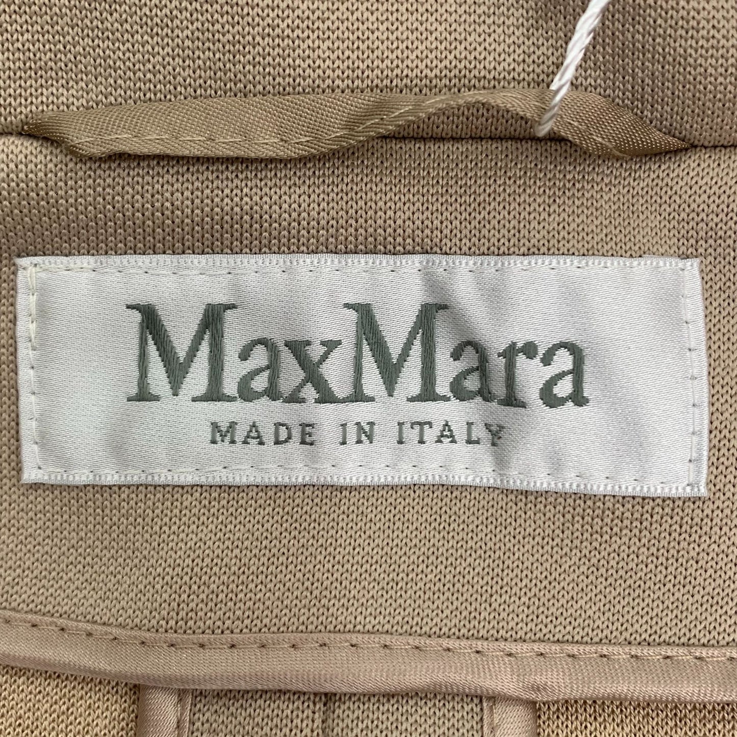 MaxMara Made In Italy Double-Breasted Long Coat Size 42 Beige Wool & Polyester