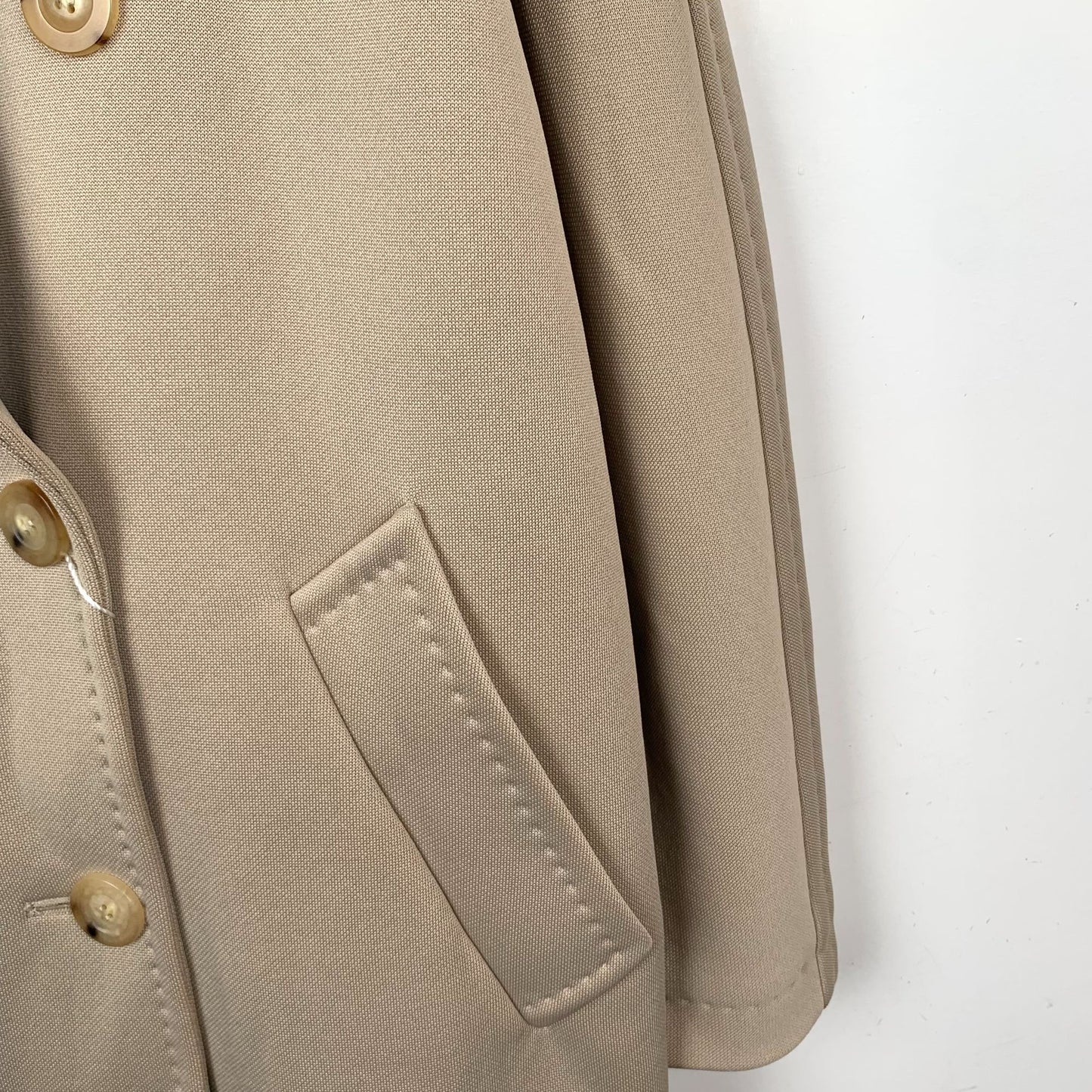 MaxMara Made In Italy Double-Breasted Long Coat Size 42 Beige Wool & Polyester