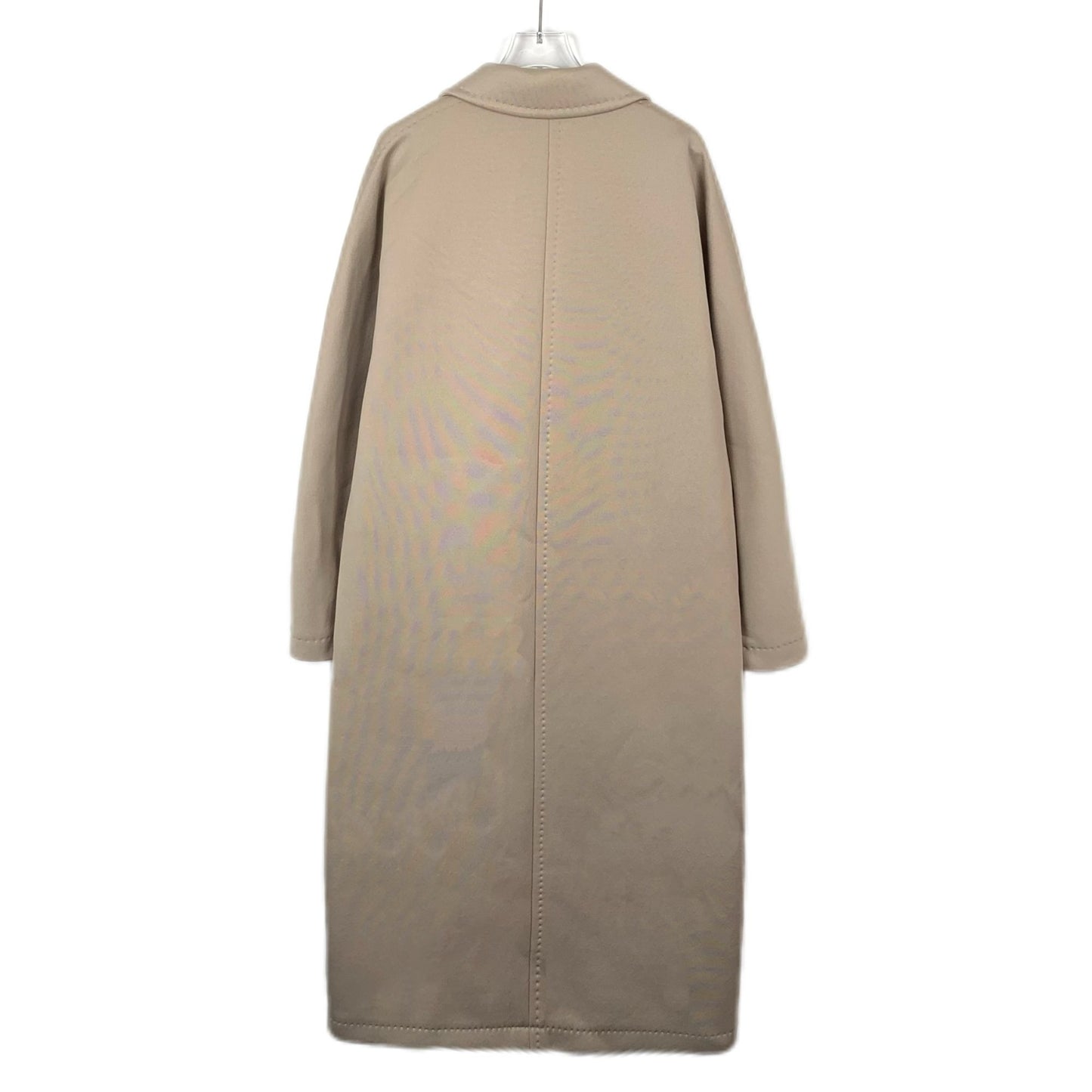 MaxMara Made In Italy Double-Breasted Long Coat Size 42 Beige Wool & Polyester