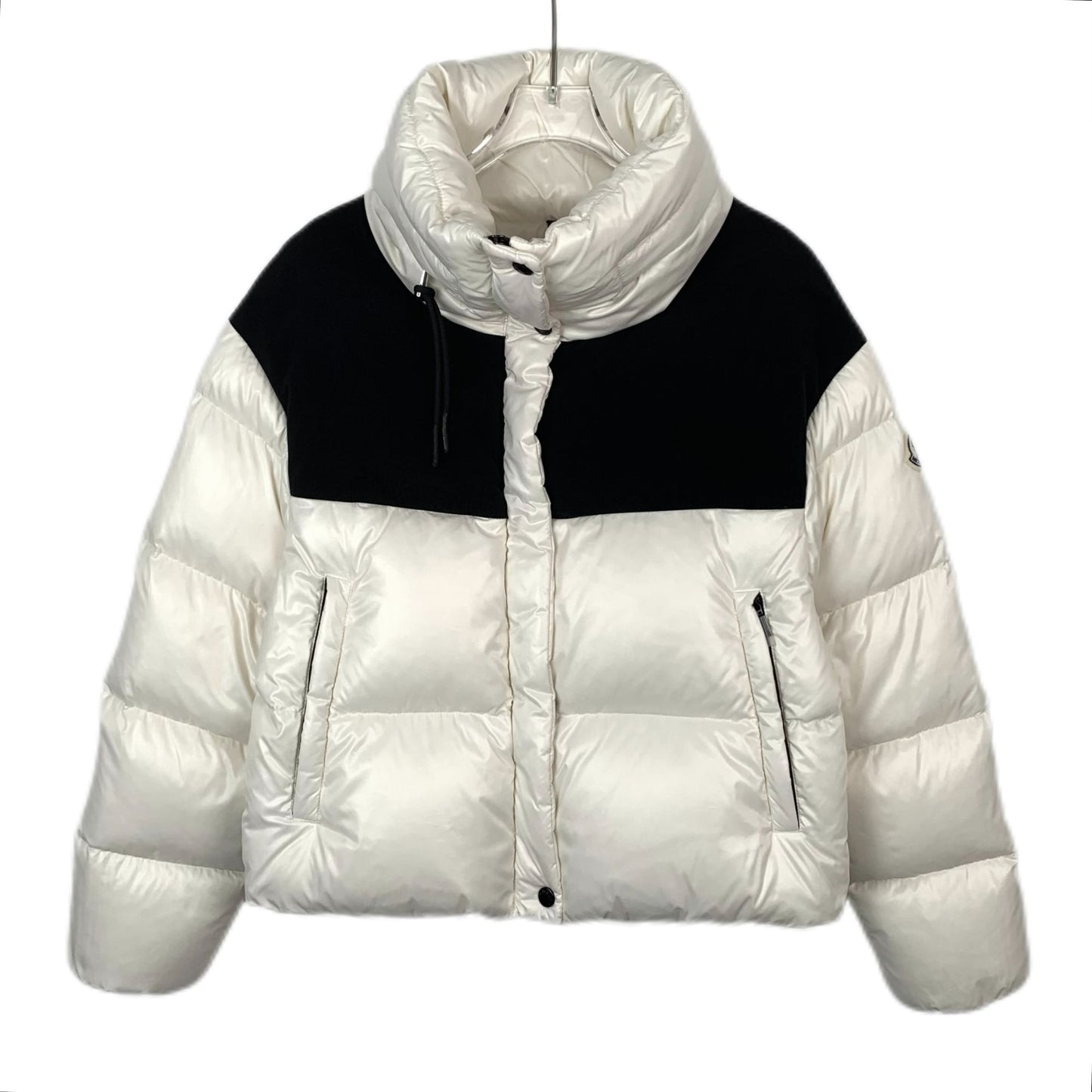 Moncler Nil Black & White Logo-Embellished Down Jacket (Size 1/S)