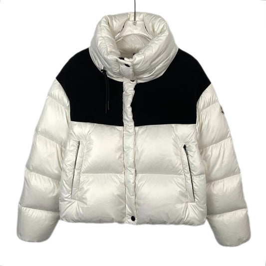 Moncler Nil Black & White Logo-Embellished Down Jacket (Size 1/S)