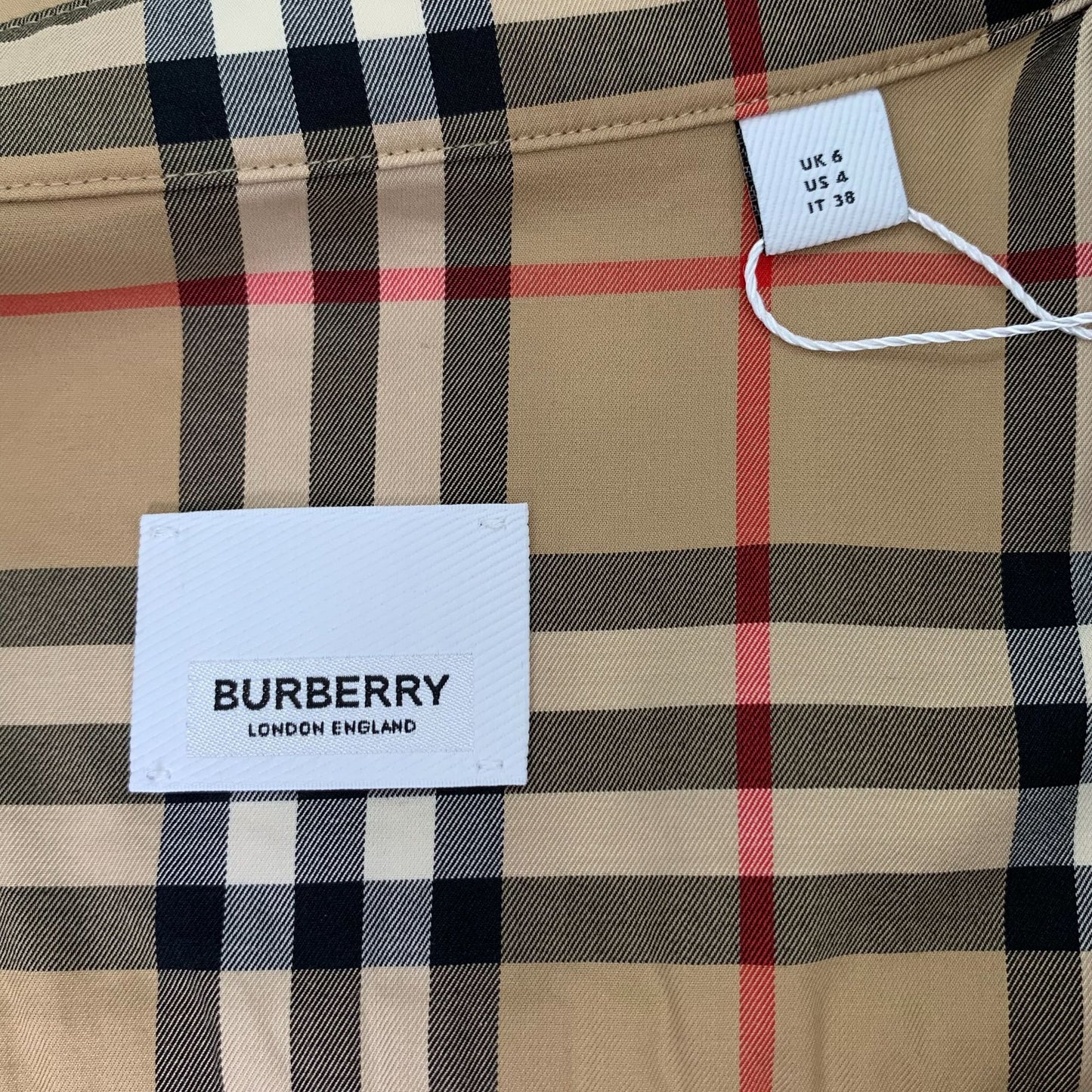 Burberry Classic Checkered Cotton Belted Shirt Dress (Size 38)