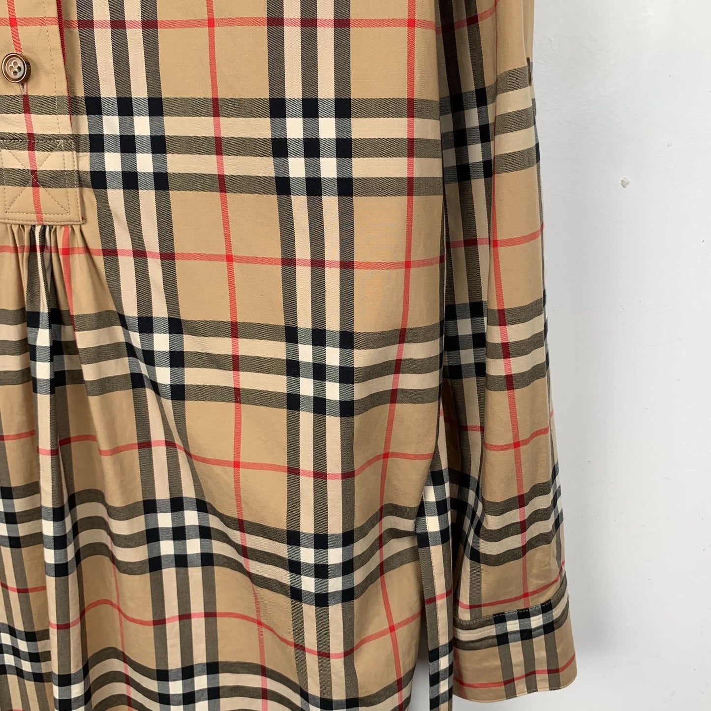 Burberry Classic Checkered Cotton Belted Shirt Dress (Size 38)