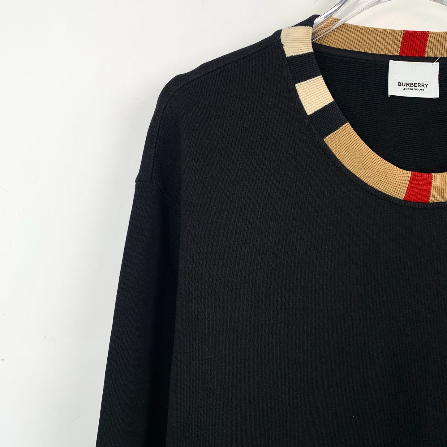 Burberry Black Logo Print Cotton Crewneck Sweatshirt (Size S)