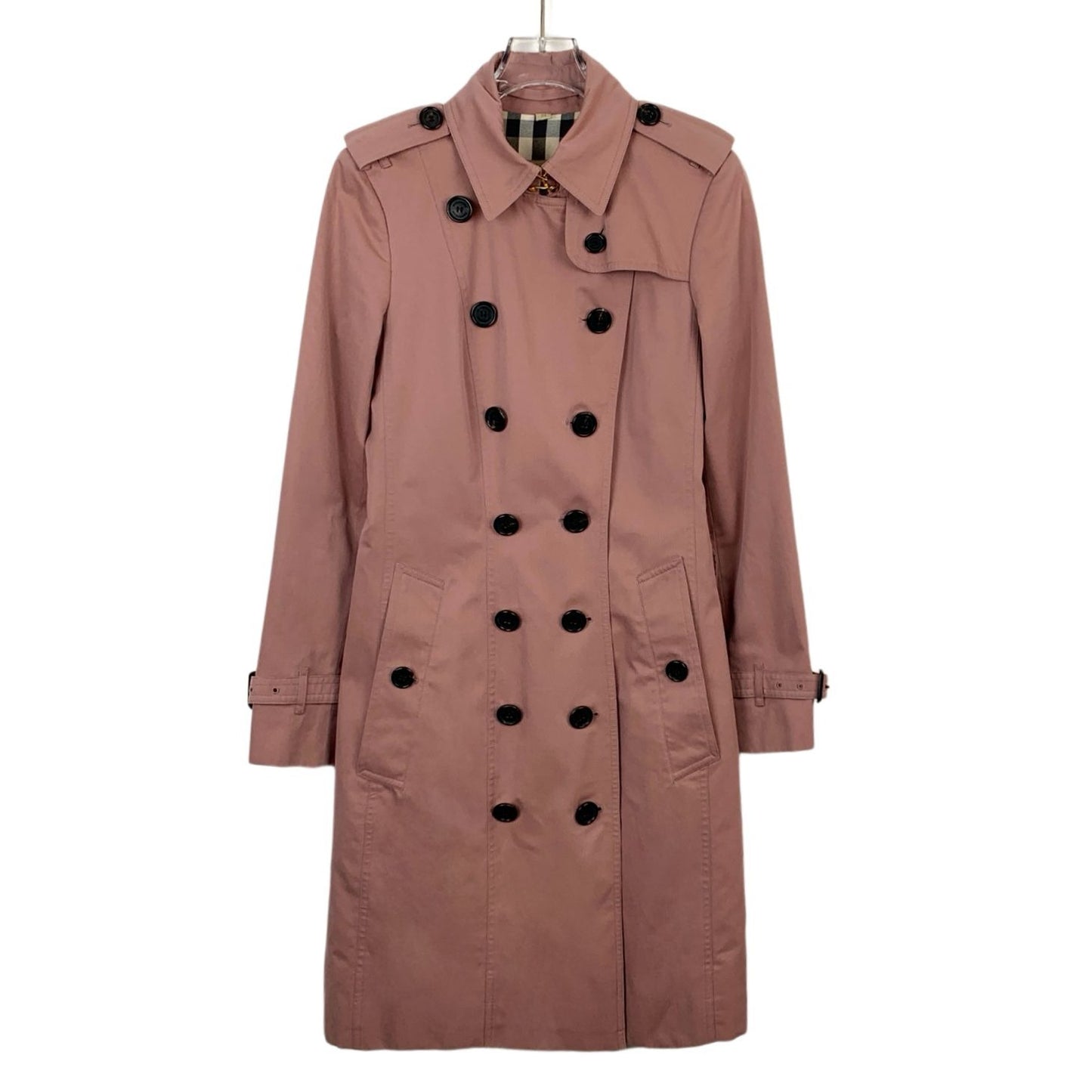 Burberry Dusty Pink Cotton Double-Breasted Trench Coat (Size XS)