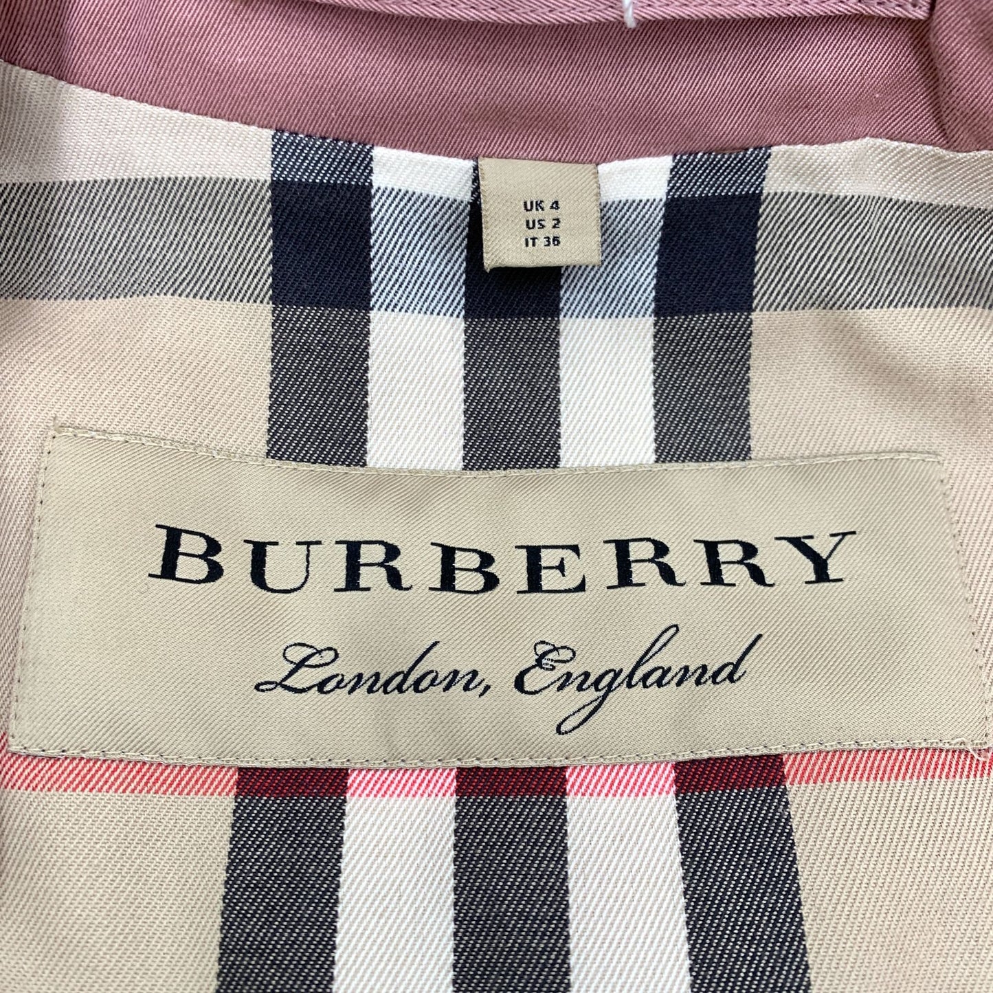 Burberry Dusty Pink Cotton Double-Breasted Trench Coat (Size XS)