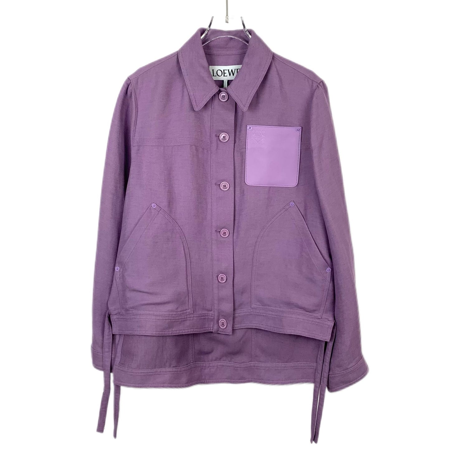 Loewe Purple Logo Patch Leather Pocket Collar Jacket (Size 34/XXS)