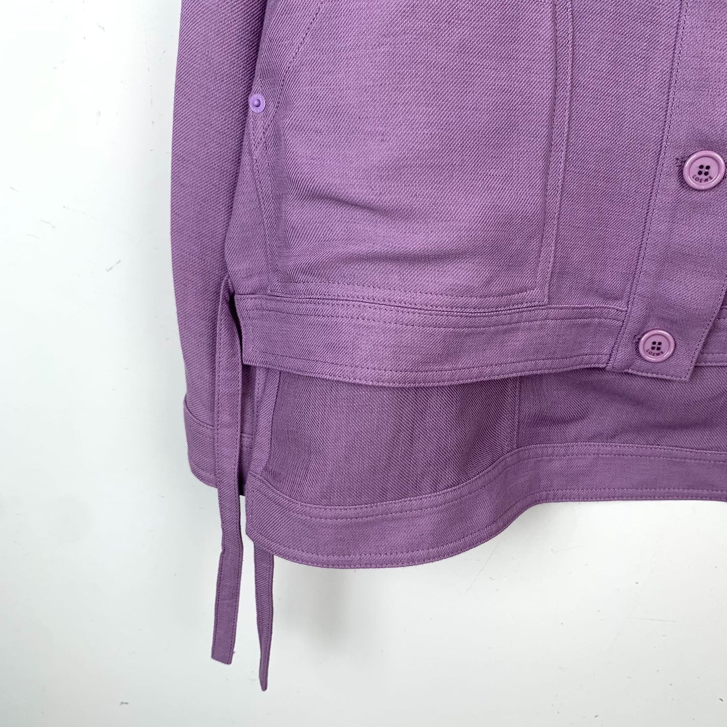 Loewe Purple Logo Patch Leather Pocket Collar Jacket (Size 34/XXS)