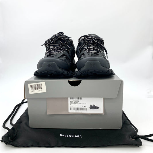 Balenciaga Track 1.0 Mens Sneakers Size 43 Black Mesh & Nylon Lace-Up Trail Shoes With Box