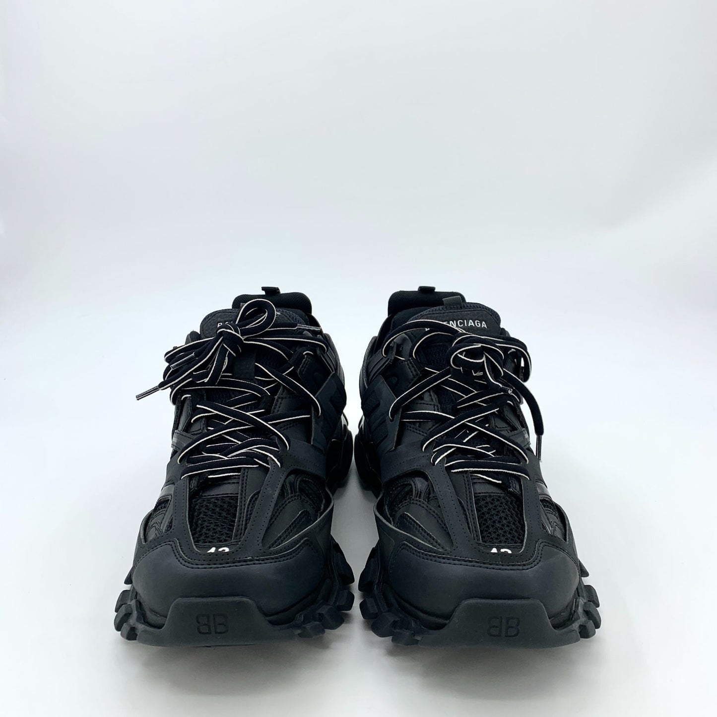 Balenciaga Track 1.0 Mens Sneakers Size 43 Black Mesh & Nylon Lace-Up Trail Shoes With Box