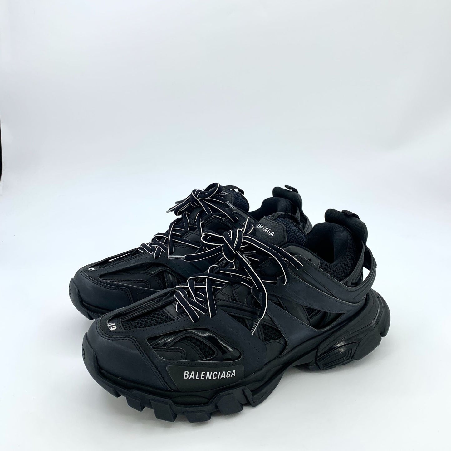 Balenciaga Track 1.0 Mens Sneakers Size 43 Black Mesh & Nylon Lace-Up Trail Shoes With Box