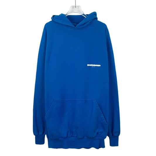 Balenciaga Blue Logo Print Cotton Hoodie (Size L)