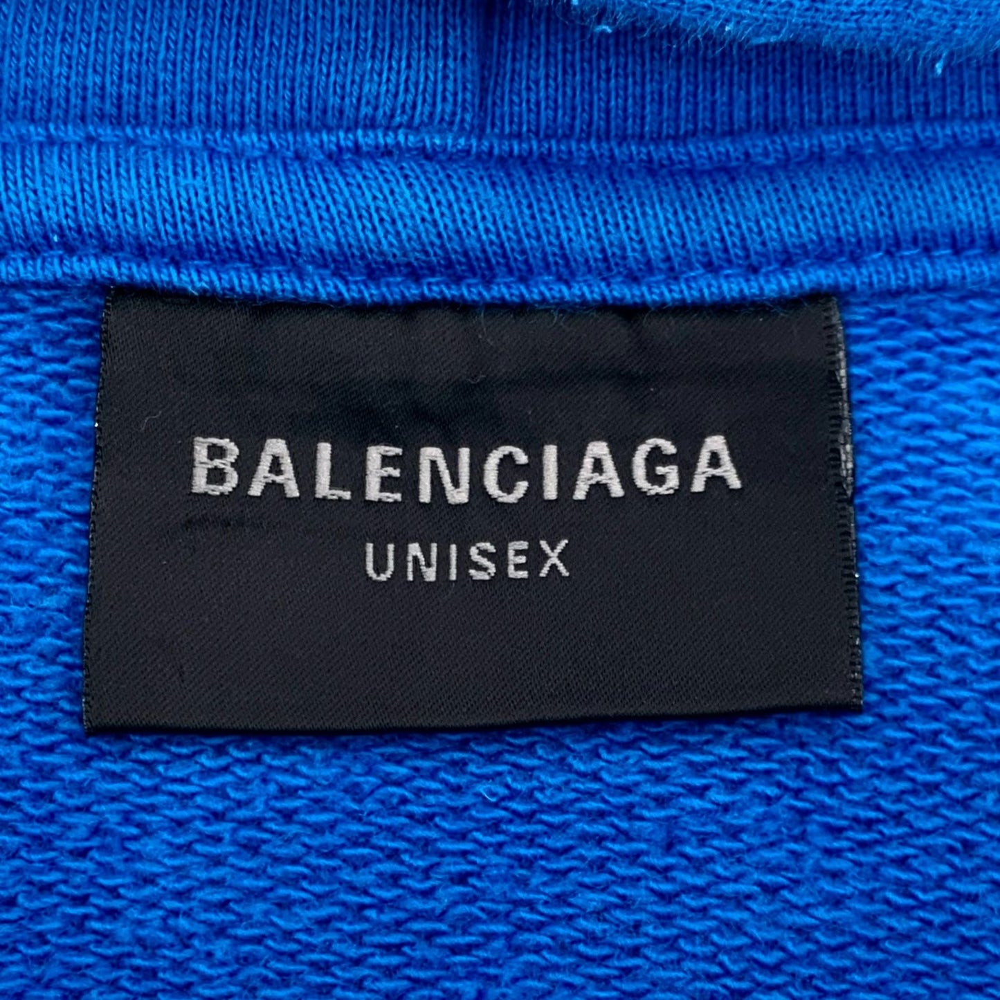 Balenciaga Blue Logo Print Cotton Hoodie (Size L)