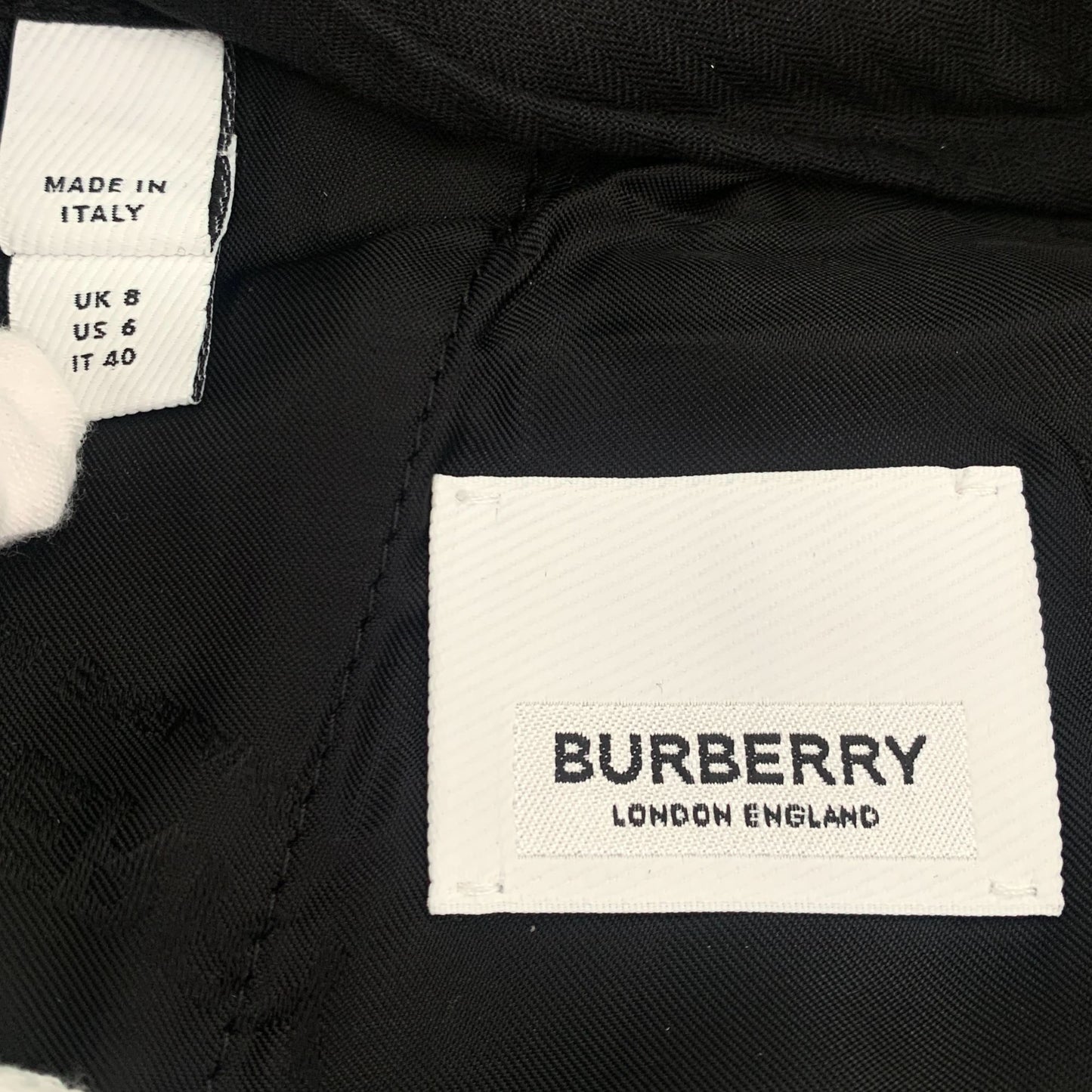 Burberry Black Irregular Cut Zipper Casual Pants Size M Made In Italy Viscose & Elastane