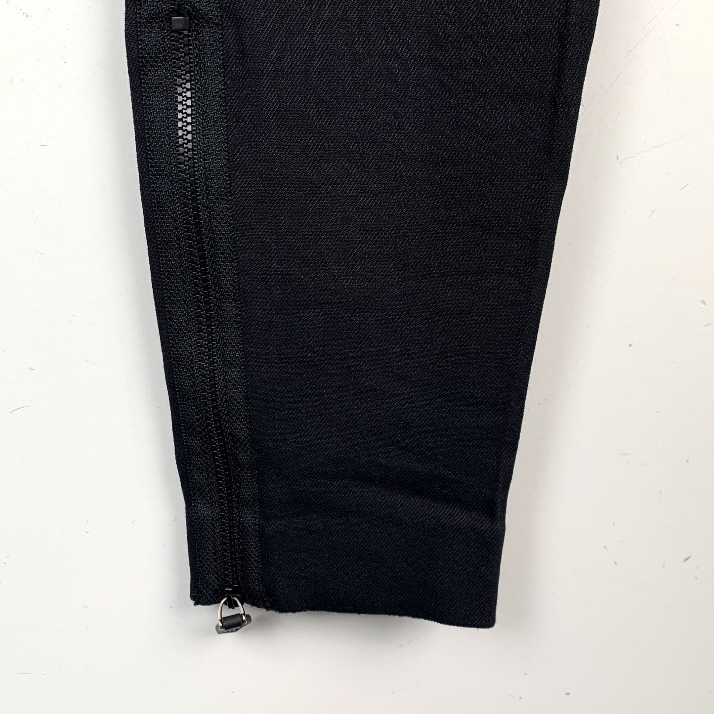 Burberry Black Irregular Cut Zipper Casual Pants Size M Made In Italy Viscose & Elastane