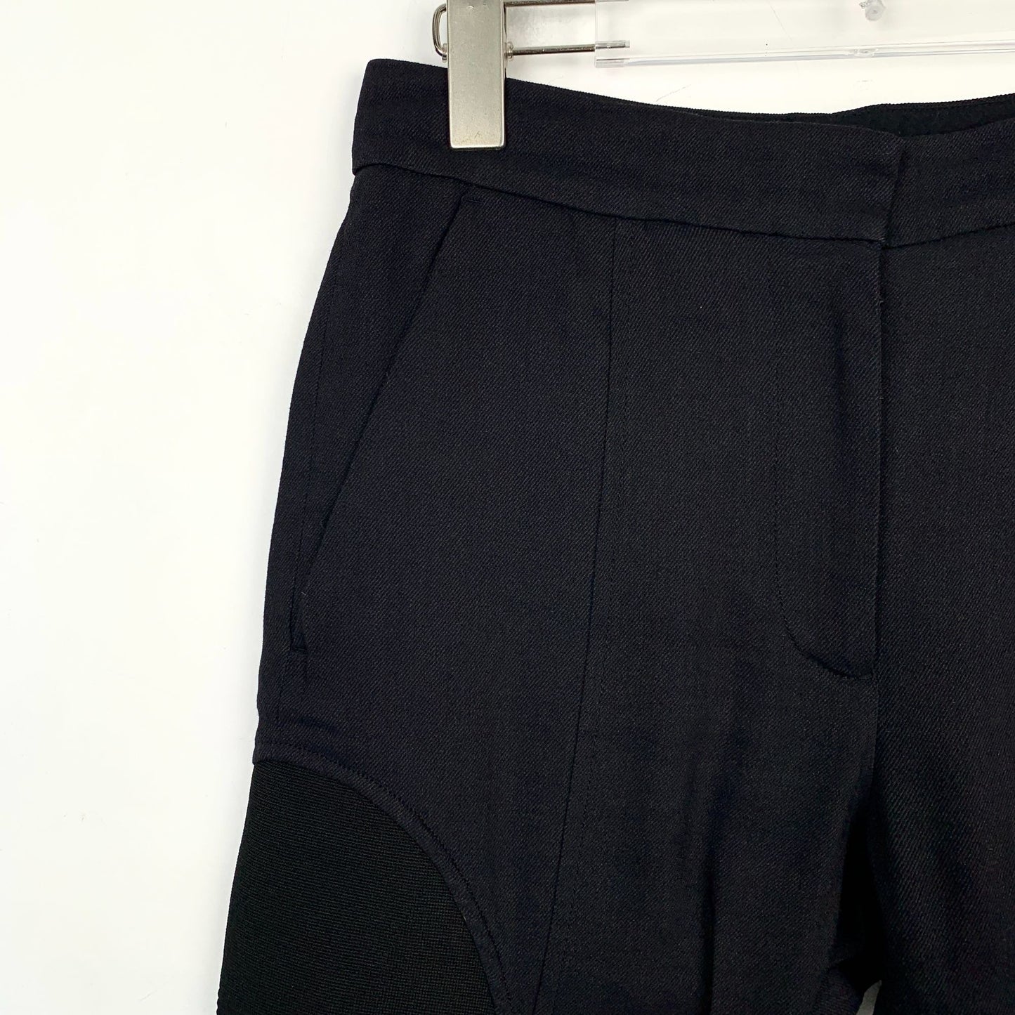 Burberry Black Irregular Cut Zipper Casual Pants Size M Made In Italy Viscose & Elastane