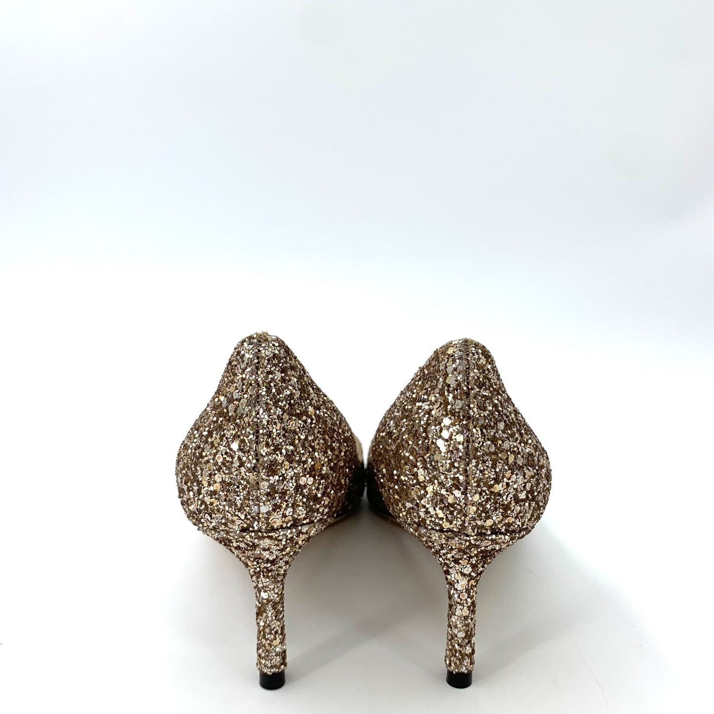 Jimmy Choo Gold Sparkling Stiletto Heels (Size 35)