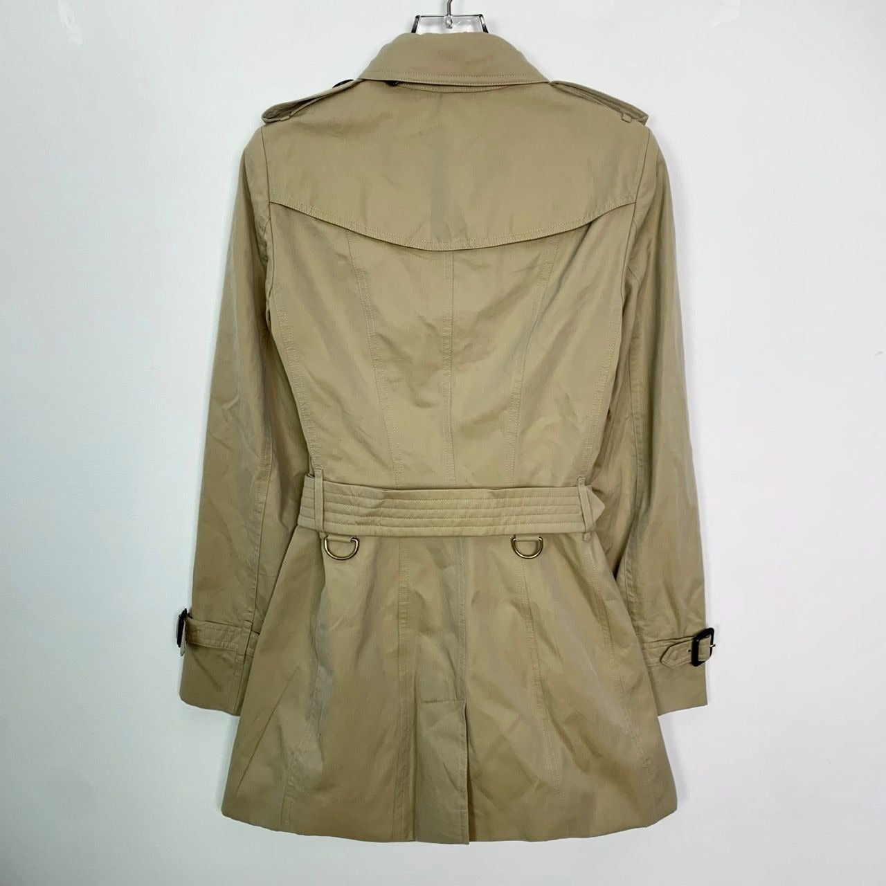 Burberry Womens Khaki Double-Breasted Trench Coat Size 34