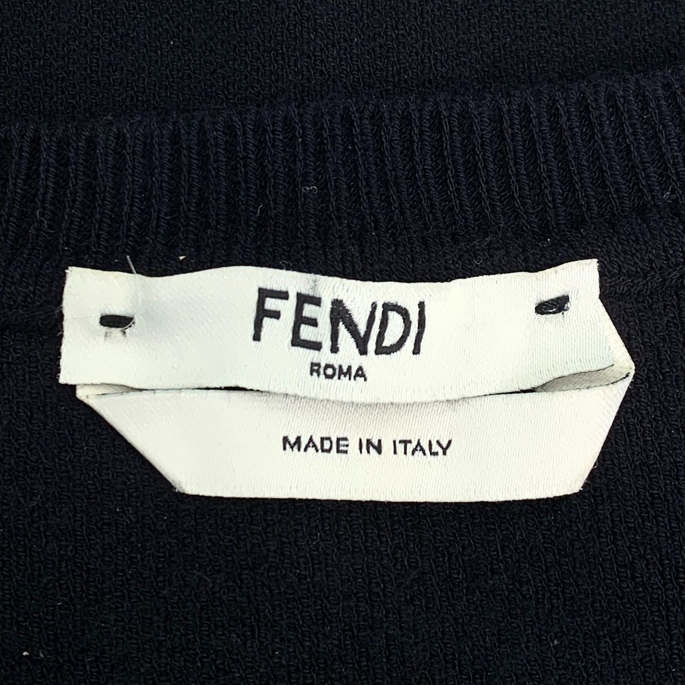 Fendi Black Logo Letter Round Neck Knit T-Shirt (Size XS)