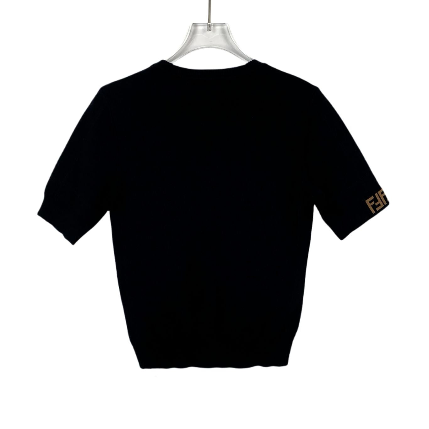 Fendi Black Logo Letter Round Neck Knit T-Shirt (Size XS)