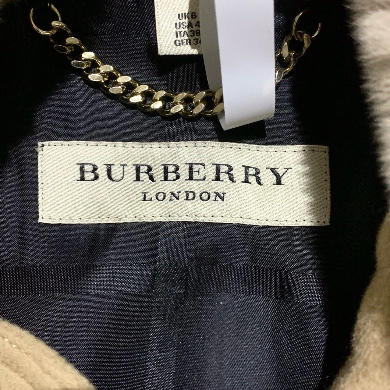 Burberry London Womens Double-Breasted Wool & Cashmere Coat With Fur Collar & Belt - Size 38 / US 6