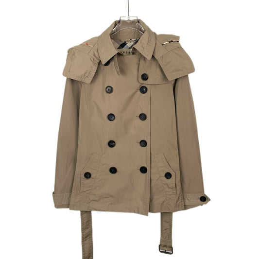 Burberry Tan Double-Breasted Trench Coat With Detachable Hood & Belt Size 38/S Polyester & Viscose