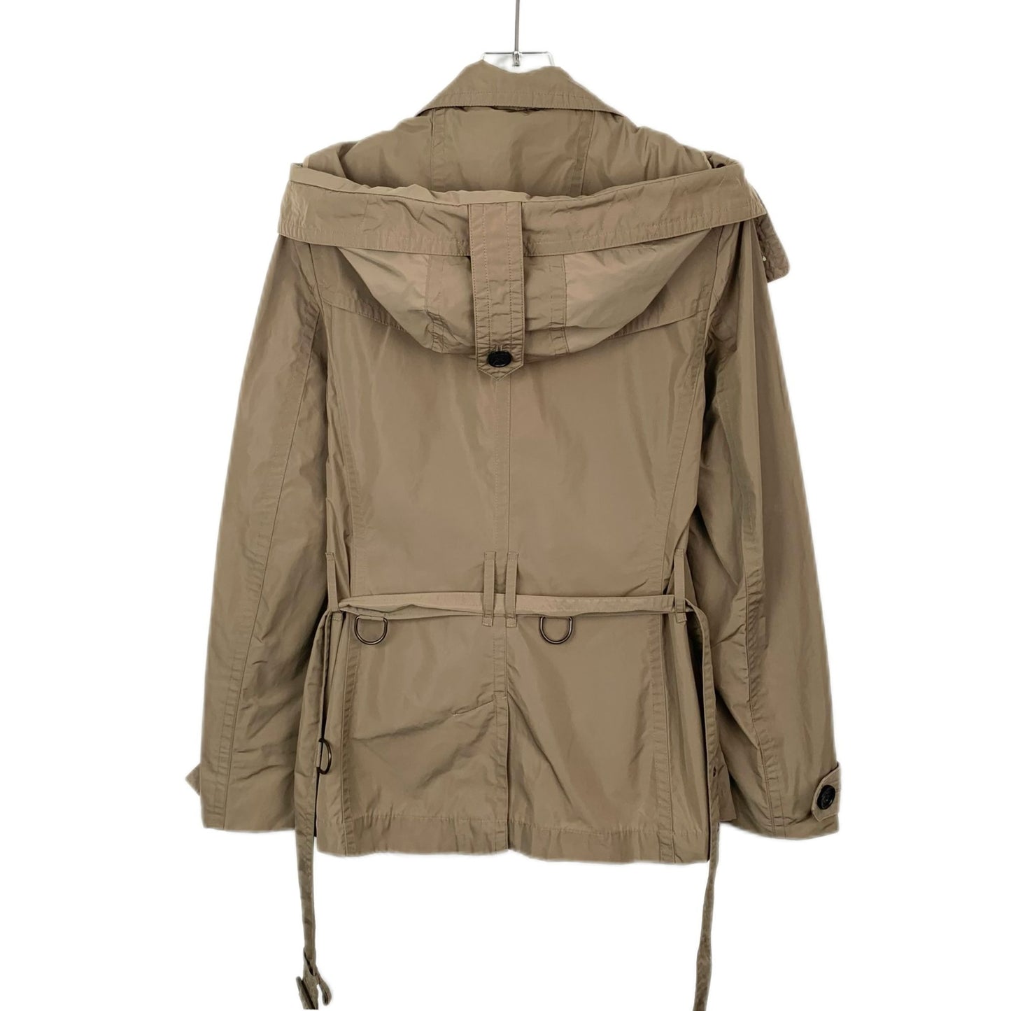 Burberry Tan Double-Breasted Trench Coat With Detachable Hood & Belt Size 38/S Polyester & Viscose