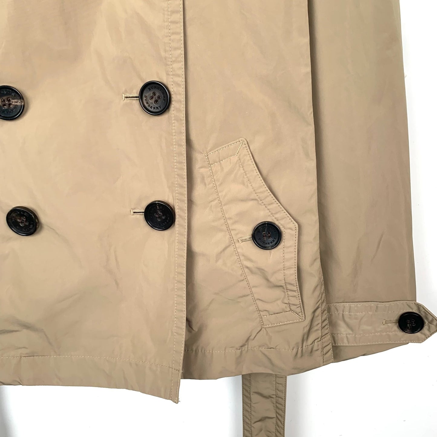 Burberry Tan Double-Breasted Trench Coat With Detachable Hood & Belt Size 38/S Polyester & Viscose