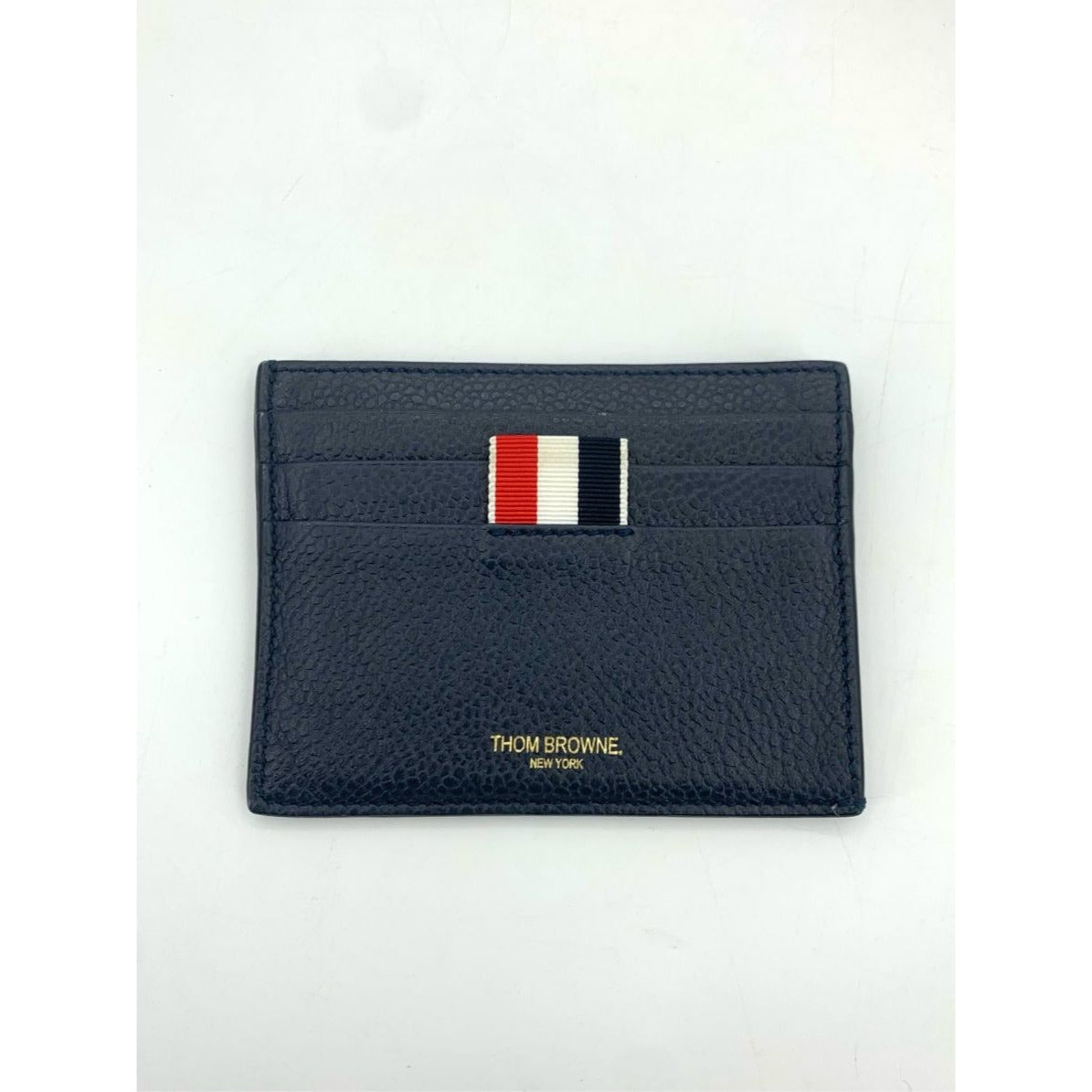 Thom Browne Luxury Leather Card Holder With Signature Stripe Design